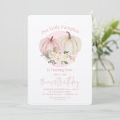 私たちの小さなカボチャのピンクのフローラ1st誕生日 招待状 (スタンド正面)