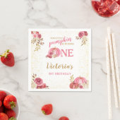 私たちの小さなカボチャのピンクの水の色の最初の誕生日 スタンダードカクテルナプキン (インサイチュ)