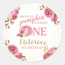 私たちの小さなカボチャのピンクの水の色の最初の誕生日