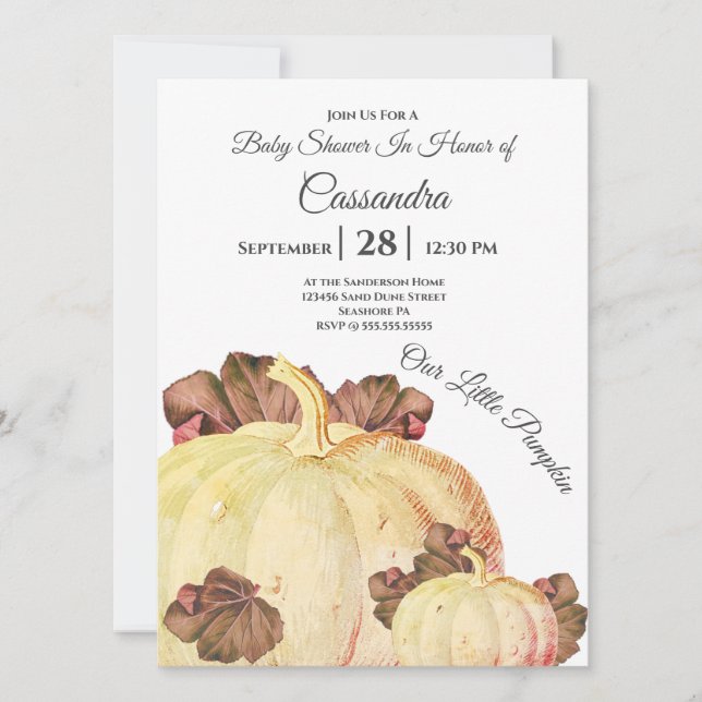 私たちの小さなカボチャのピンクの赤ちゃん女の子シャワー (正面)