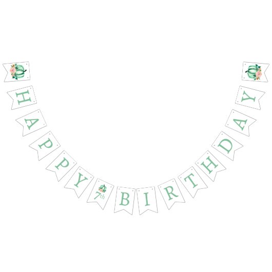 私たちの小さなカボチャのミント/ピンクの誕生日パーティー バンティングフラッグ (全)