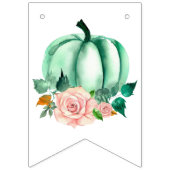 私たちの小さなカボチャのミント/ピンクの誕生日パーティー バンティングフラッグ (第1の旗)