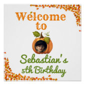 私たちの小さなカボチャの写真誕生日へようこそ ポスター (正面)