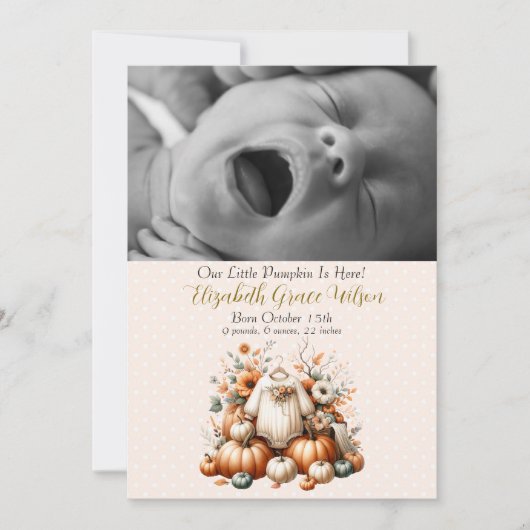 私たちの小さなカボチャの写真 シーズンカード (正面)