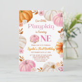 私たちの小さなカボチャの女の子の最初の誕生日パーティー 招待状 (スタンド正面)