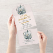 私たちの小さなカボチャの女の子の赤ちゃんシャワー オールインワン招待状 (貼ってはがせる)