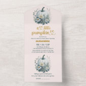 私たちの小さなカボチャの女の子の赤ちゃんシャワー オールインワン招待状 (内側)
