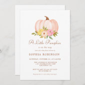 私たちの小さなカボチャの女の子の赤ちゃんシャワー 招待状 (正面/裏面)