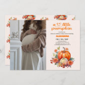 私たちの小さなカボチャの女の子の赤ちゃんシャワー 招待状 (正面/裏面)