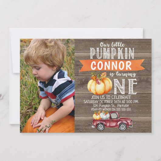 私たちの小さなカボチャの少年の誕生日の招待状 招待状 (正面)