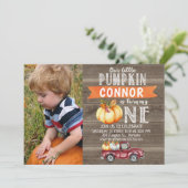 私たちの小さなカボチャの少年の誕生日の招待状 招待状 (スタンド正面)