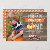 私たちの小さなカボチャの少年の誕生日の招待状 招待状 (正面/裏面)