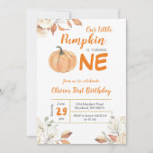 私たちの小さなカボチャの最初の誕生日の招待 招待状 (正面)