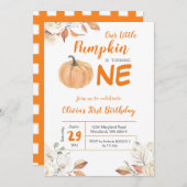 私たちの小さなカボチャの最初の誕生日の招待 招待状 (正面/裏面)