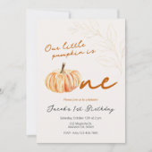 私たちの小さなカボチャの最初の誕生日パーティーの招待状 招待状 (正面)