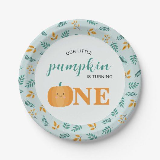 私たちの小さなカボチャの最初の誕生日 ペーパープレート (正面)