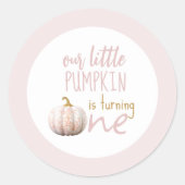 私たちの小さなカボチャの最初の誕生日 ラウンドシール (正面)