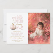 私たちの小さなカボチャの最初の誕生日 招待状 (正面)