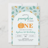 私たちの小さなカボチャの最初の誕生日 招待状 (正面)