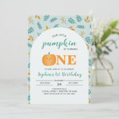 私たちの小さなカボチャの最初の誕生日 招待状 (スタンド正面)