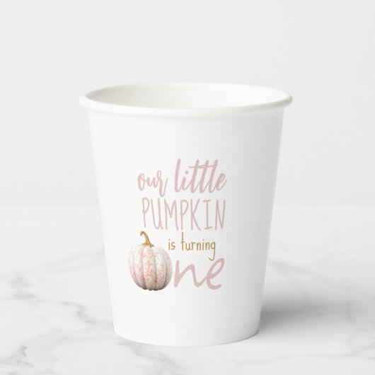 私たちの小さなカボチャの最初の誕生日 紙コップ (正面)