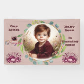 私たちの小さなカボチャの紫の1歳の誕生日秋のリース 横断幕 (横)