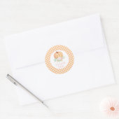 私たちの小さなカボチャの花柄の1歳の誕生日ありがとう ラウンドシール (封筒)