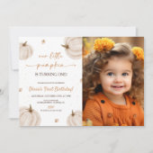 私たちの小さなカボチャの誕生日写真 招待状 (正面)