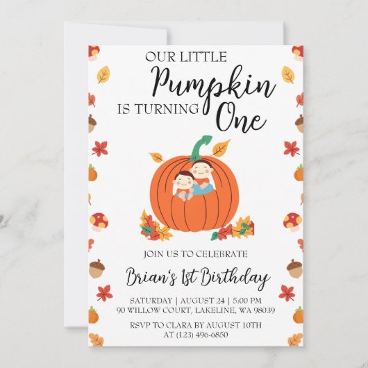 私たちの小さなカボチャの誕生日招待状 招待状 (正面)