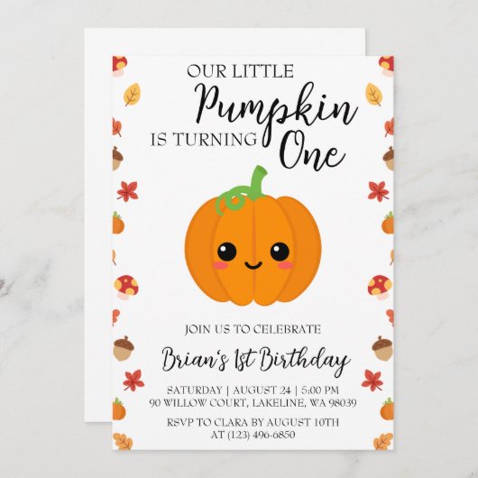 私たちの小さなカボチャの誕生日招待状 招待状 (正面/裏面)