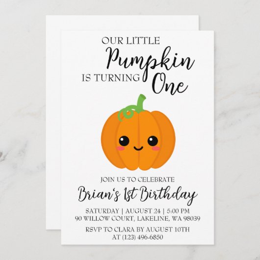 私たちの小さなカボチャの誕生日招待状 招待状 (正面/裏面)