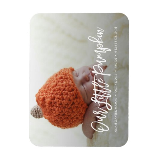 私たちの小さなカボチャの誕生発表マグネット マグネット (縦)