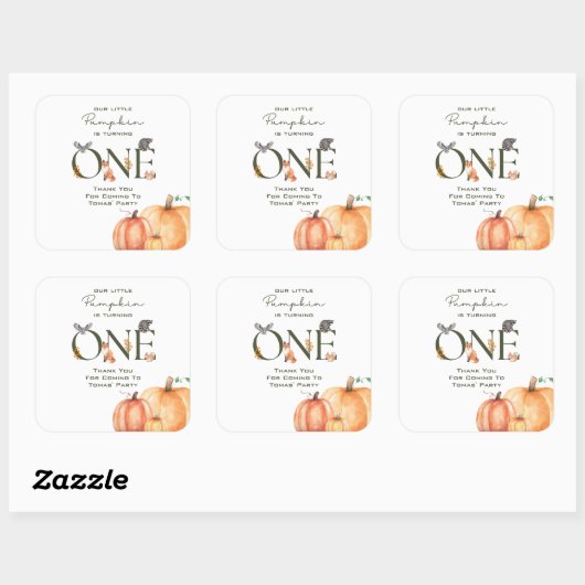 私たちの小さなカボチャはありがとうステッカー スクエアシール (シート)