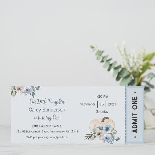 私たちの小さなカボチャは一つの招待状、1歳の誕生日 招待状 (スタンド正面)
