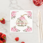 私たちの小さなカボチャは1つの水色ピンクフローラ スタンダードカクテルナプキン (インサイチュ)