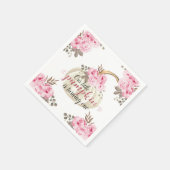 私たちの小さなカボチャは1つの水色ピンクフローラ スタンダードカクテルナプキン (角)