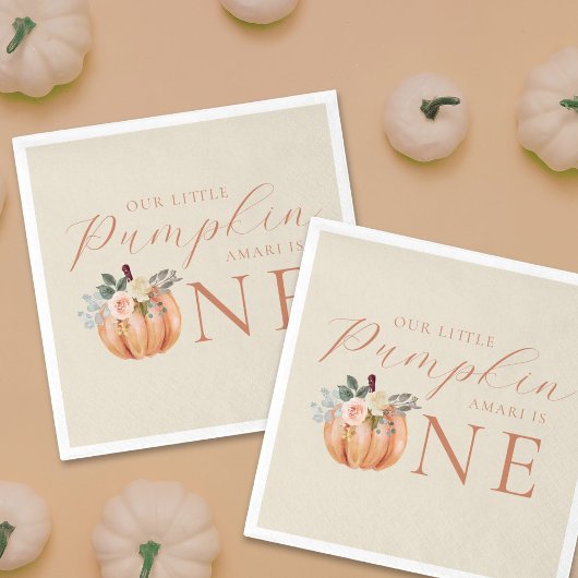 私たちの小さなカボチャは1歳の誕生日である スタンダードカクテルナプキン