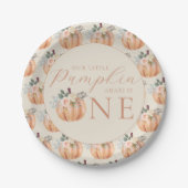 私たちの小さなカボチャは1歳の誕生日である ペーパープレート (正面)