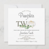 私たちの小さなカボチャは2つの緑のフローラ誕生日 招待状 (正面)