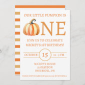 私たちの小さなカボチャは、子供の誕生日パーティー1である 招待状 (正面/裏面)