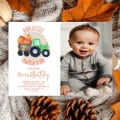 私たちの小さなカボチャトラクター1st誕生日の写真 招待状