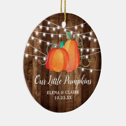 私たちの小さなカボチャパーソナライズされたの秋のベビー セラミックオーナメント (右)
