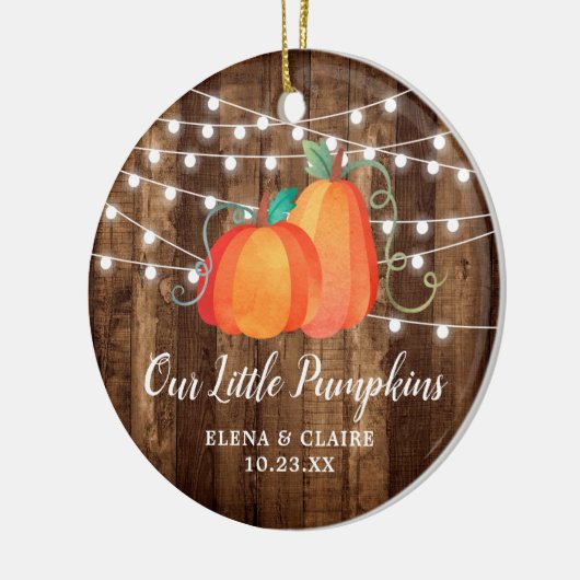 私たちの小さなカボチャパーソナライズされたの秋のベビー セラミックオーナメント (左)