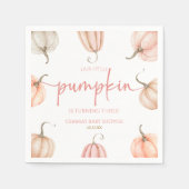 私たちの小さなカボチャピンクホワイト秋誕生日パーティー スタンダードカクテルナプキン (正面)
