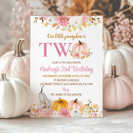 私たちの小さなカボチャピンク第2の誕生日招待状 招待状