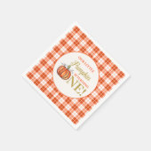 私たちの小さなカボチャフローラプレイド1歳の誕生日 スタンダードカクテルナプキン (角)