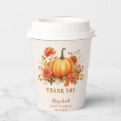 私たちの小さなカボチャフローラ秋ベビーシャワー賛成 紙コップ (裏面)