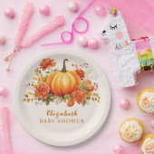 私たちの小さなカボチャフローラ秋ベビーシャワー ペーパープレート (パーティー)