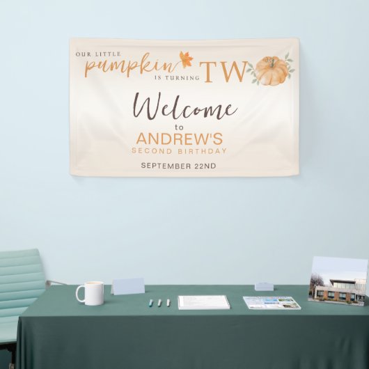 私たちの小さなカボチャ回転Tw秋2nd誕生日 横断幕 (トレードショー)