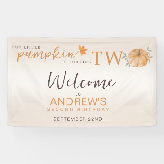 私たちの小さなカボチャ回転Tw秋2nd誕生日 横断幕 (横)